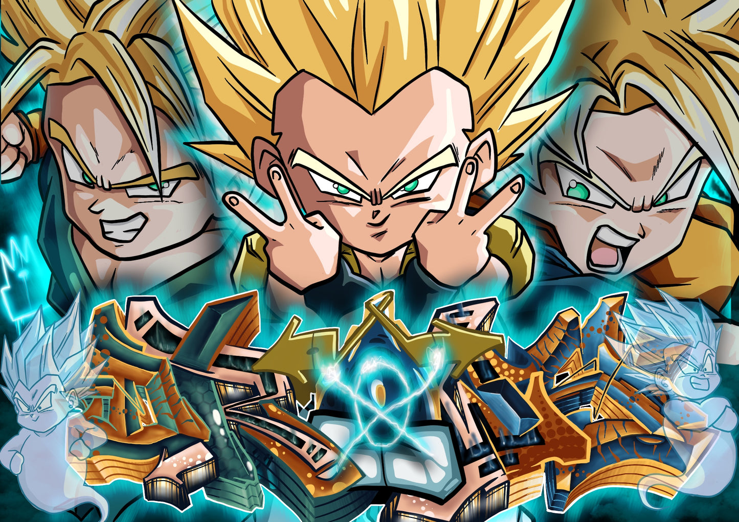 DBZ Gotenks Graffiti Digital Print