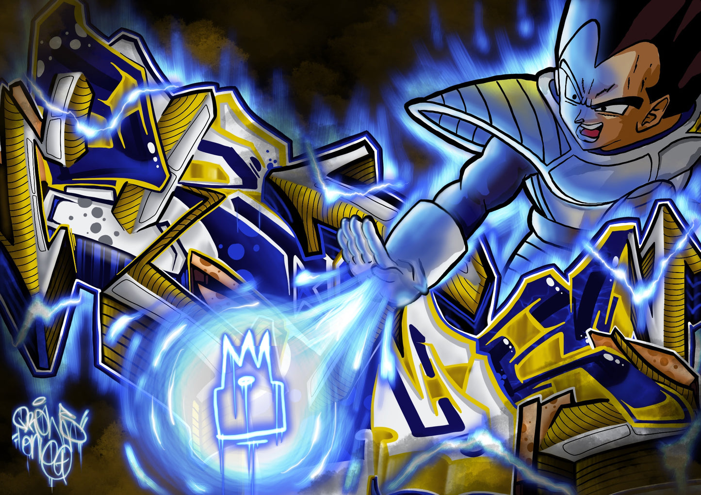 DBZ Vegeta Graffiti Digital Print