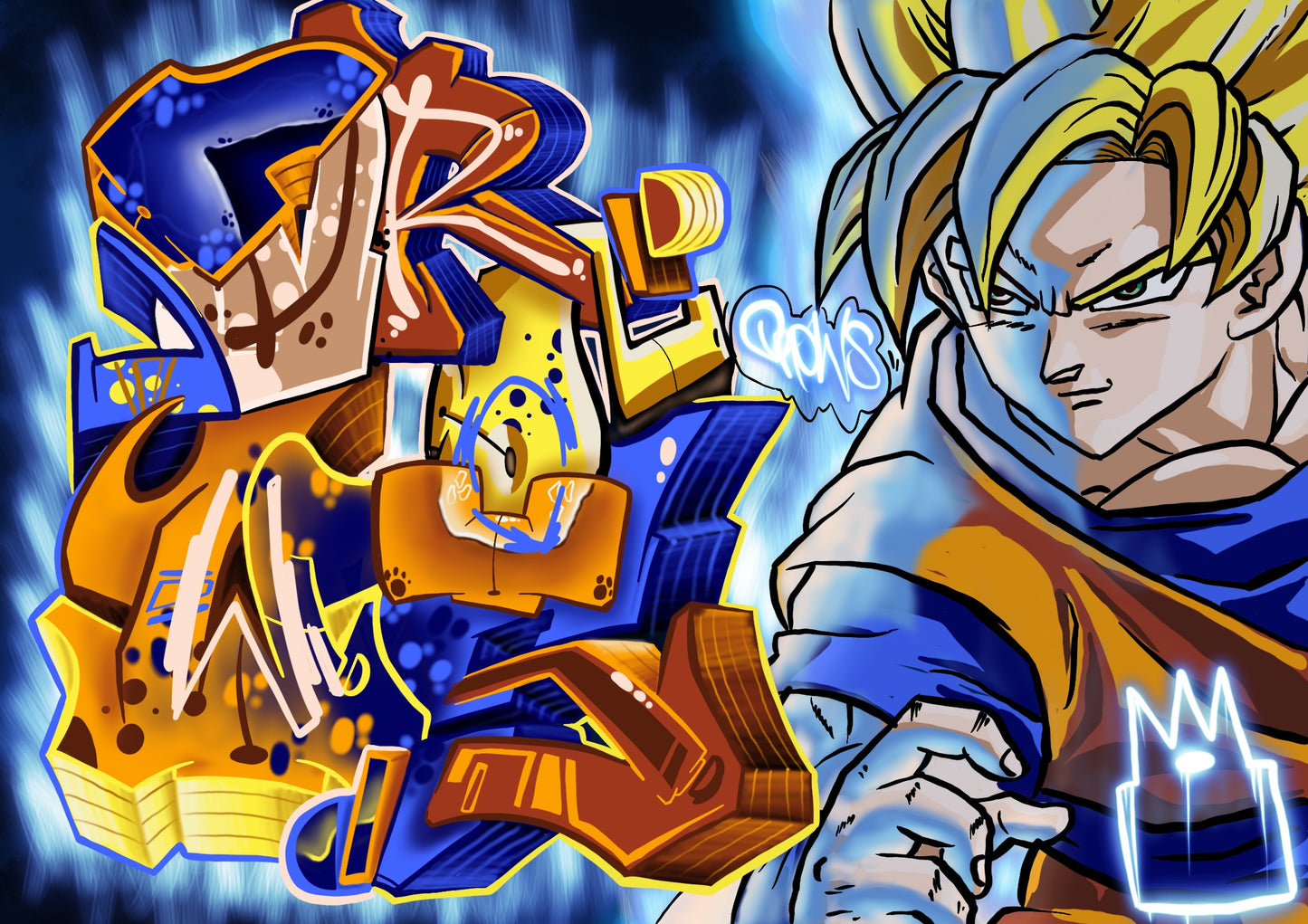 DBZ Goku Graffiti Digital Print
